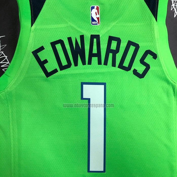 Camiseta Minnesota Timberwolves Anthony Edwards Towns NO 1 Statement 2020-21 Verde
